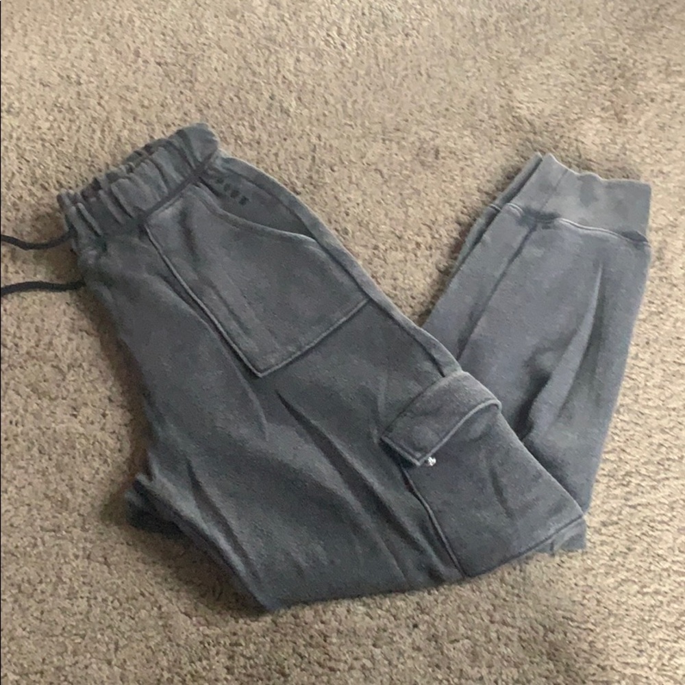 PINK joggers in a faded gray. worn 1 time!